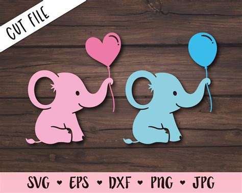 Baby Elephant Svg Cute Elephant Balloon Cut File Sweet Etsy