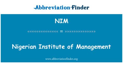 Nim Definición Instituto Nigeriano De Gestión Nigerian Institute Of