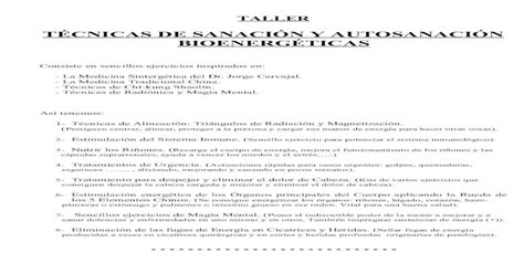 TÉCNICAS DE SANACIÓN Y AUTOSANACIÓN PDF fileTALLER TÉCNICAS DE