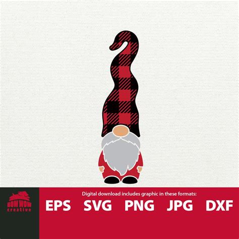 Gnome SVG With Buffalo Plaid Check Pattern On Hat Cute Gnome Etsy In