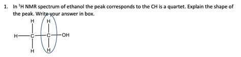 Solved In 1H NMR spectrum of ethanol the peak corresponds to | Chegg.com