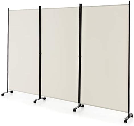 Goflame Panel Folding Room Divider Ft Rolling Privacy Screen With