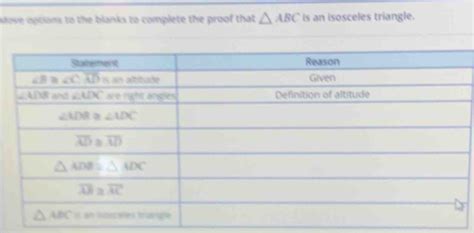 Move Options To The Blanks To Complete The Proof That Abc Is An