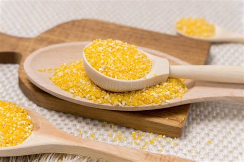 Organic Raw Corn Corn Grits Close Up Eco Food Concept Gmo Free