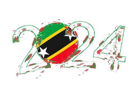 Premium Vector Year In Grunge Style With Flag Of Saint Kitts And