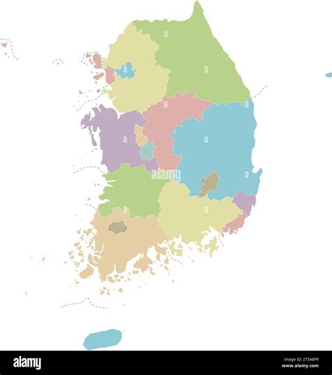 Vector Mapa En Blanco De Corea Del Sur Con Provincias Ciudades