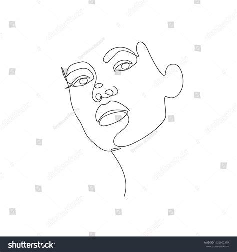 Continuous Line Drawing Woman Face Fashion