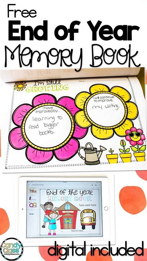 The End Of Year Memory Book Is Open And Ready To Be Used As A Printable