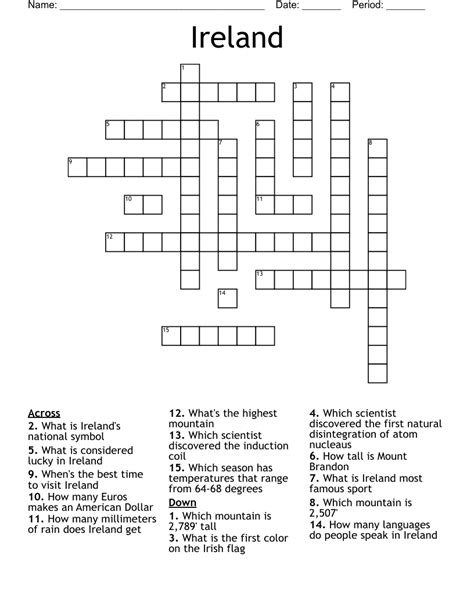 Ireland Crossword Wordmint