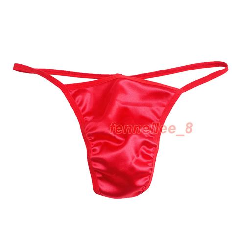 Men Sexy Silky Satin T Back Pouch Bikini Briefs Panties Thong G String Underwear EBay