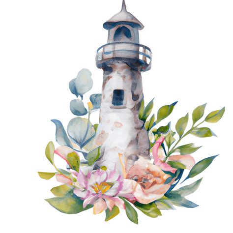 Beautiful Stylized Soft Watercolor Lighthouse · Creative Fabrica