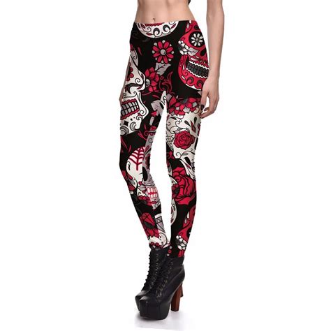 Womens Skull Leggings Plus Size Fashion 3d Printed Leggins Halloween