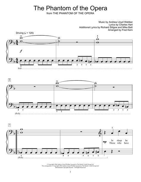 Andrew Lloyd Webber The Phantom Of The Opera Sheet Music For Educational Piano Download Pdf