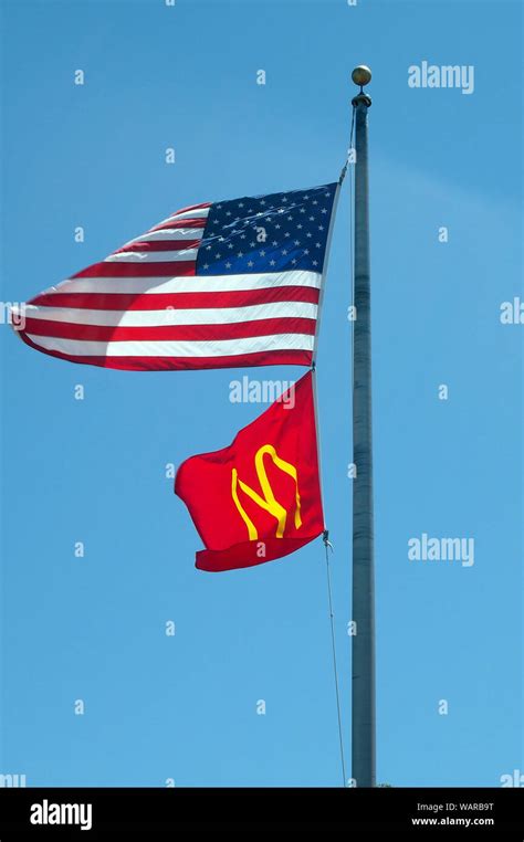 American flag and McDonald's flag, California Stock Photo - Alamy