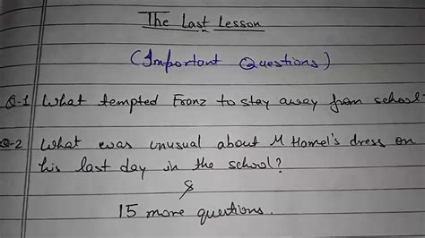 The Last Lesson Flamingo Class 12 Important Question Last Lesson Important Question Class 12