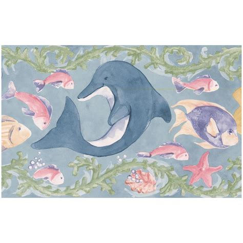 Norwall Painted Mermaid Colorful Fish Nautical Kids Prepasted Wallpaper