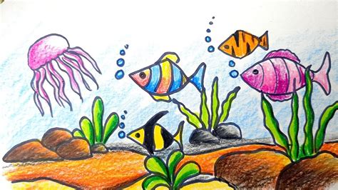 How To Draw Underwater Scenery Step By Step Underwater Sea Scenery