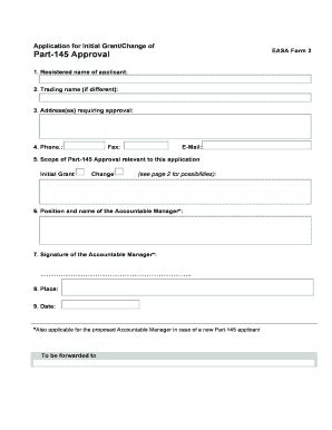 Fillable Online Application For Initial Grant Change Of EASA Form 2