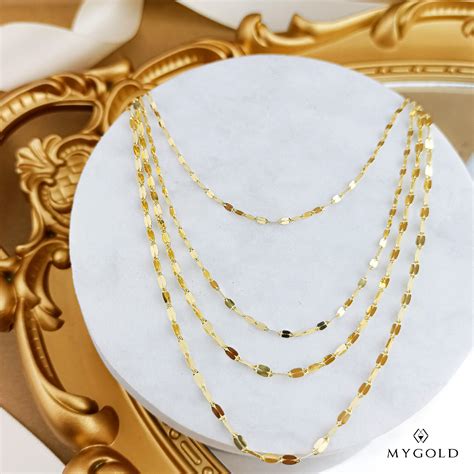 Mygold Mirror Twist Chain Necklace In K Saudi Gold Authentic