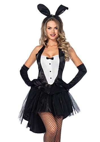 Sexy Womens 3 Piece Tux And Tails Bunny Tuxedo Costume Rabbit Fancy