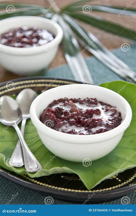 Black Sticky Rice With Coconut Milk [Thai Dessert Stock Photo - Image ...