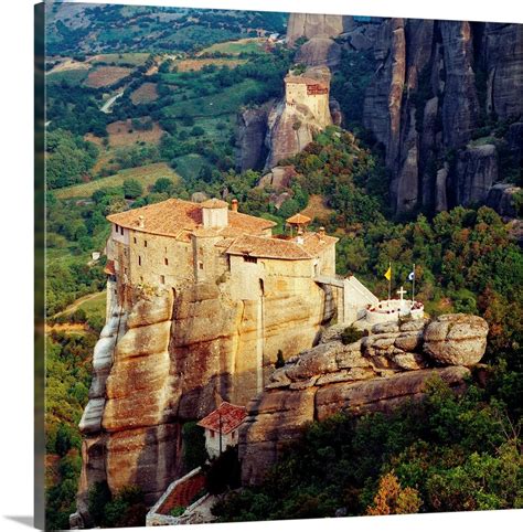 Greece Thessalia Meteora Roussanou Monastery Wall Art Canvas Prints