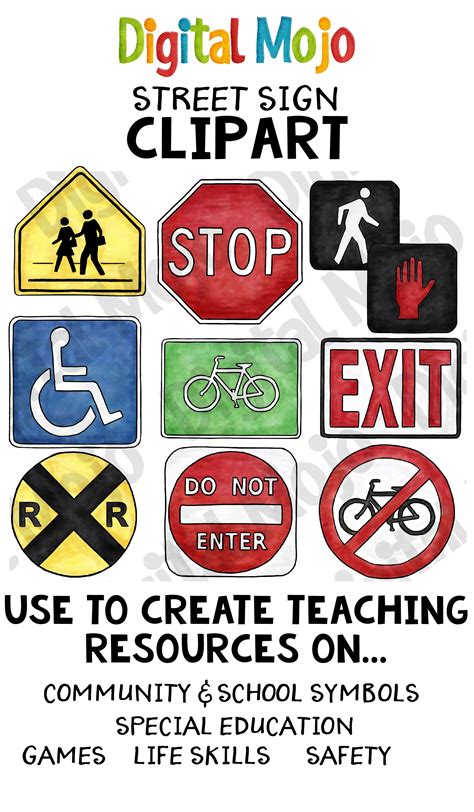 Street Signs Clipart | Life skills classroom, Street signs, Life skills