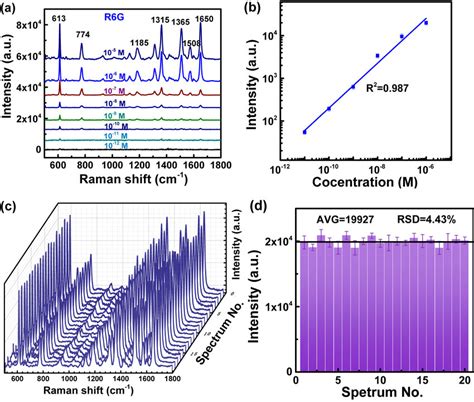 A Raman Spectra Of R6G With Different Concentrations On The