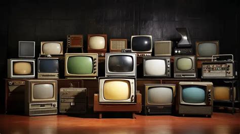 Group Of Old Television Sets Arranged In An Area Background Pictures