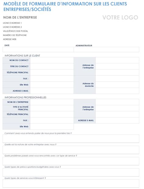 Mod Les Et Formulaires Gratuits Dinformations Client Smartsheet