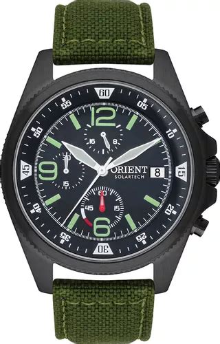 Relógio Orient Masculino Solartech Cronógrafo Verde Militar Cor do