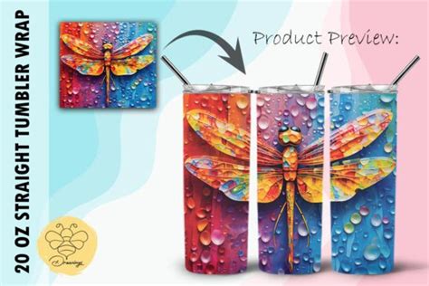 Dragonfly 3D Pop Art Tumbler Wrap 20 Graphic By BeeDrawings