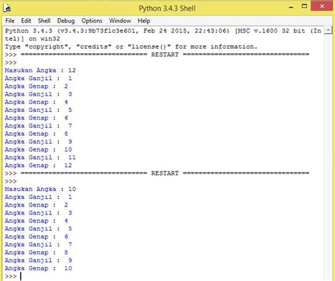 Mencetak Angka Ganjil dan Genap Menggunakan For,If dan Continue Dalam Bahasa Pemograman Python