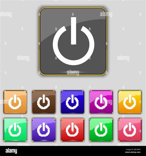 Power Icon Sign Set With Eleven Colored Buttons For Your Site Vector