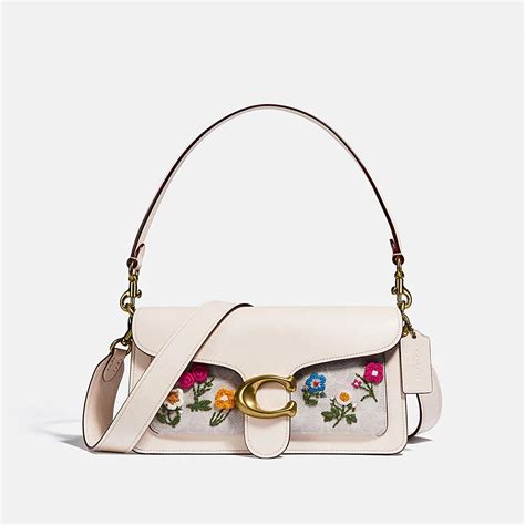 Coach Tabby Shoulder Bag 26 In Signature Canvas With Floral Embroidery