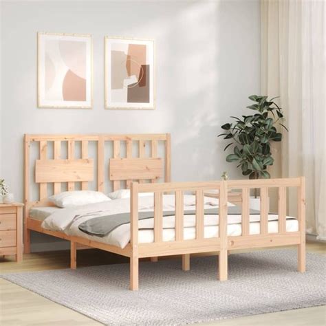 The Living Store Bedframe Met Hoofdbord Massief Hout 120x200 Cm