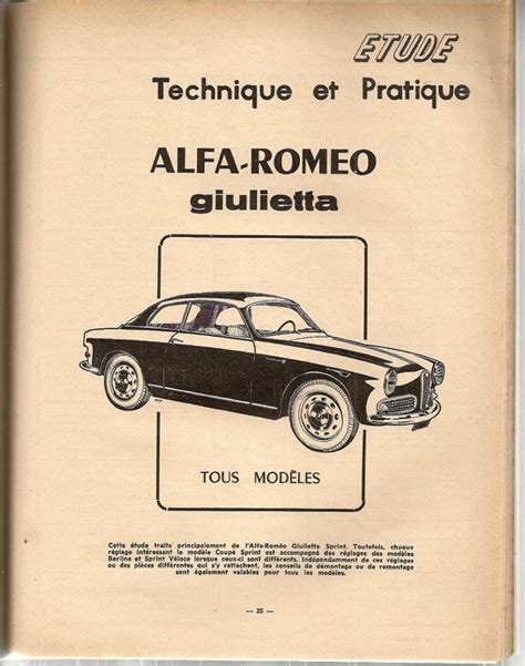 REVUE TECHNIQUE AUTOMOBILE 161 RTA 1959 ALFA ROMEO GIULIETTA TOUS TYPES