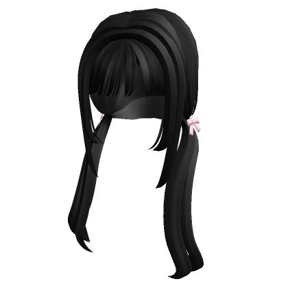 Cutesy Front Low Black Pigtails W Bows Roblox