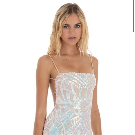 Lucy In The Sky Dresses Lucy In The Sky Starstruck Strappy Dress In Nude Iridescent Poshmark