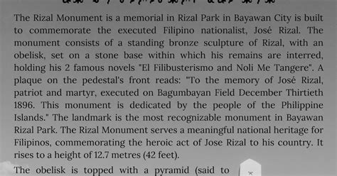 Bayawan City Rizal Monument History