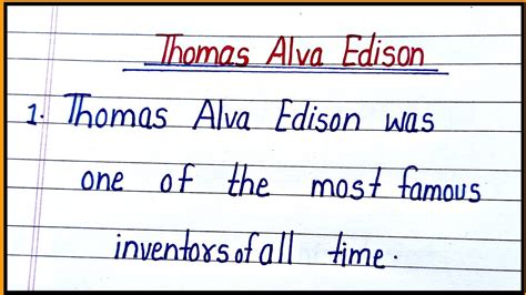 Essay On Thomas Alva Edison In English Lines On Thomas Alva Edison