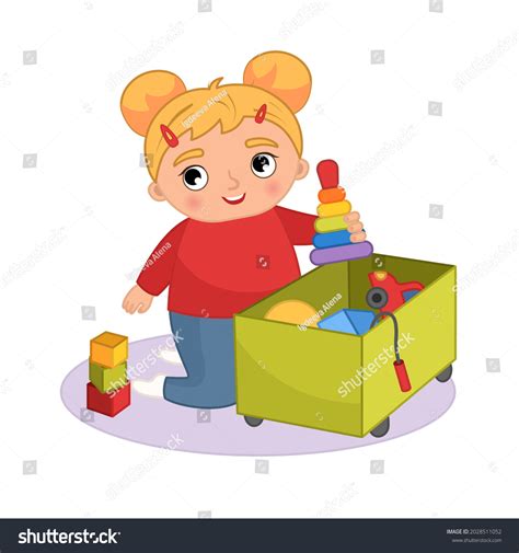 Girl Picking Up Toys Clipart