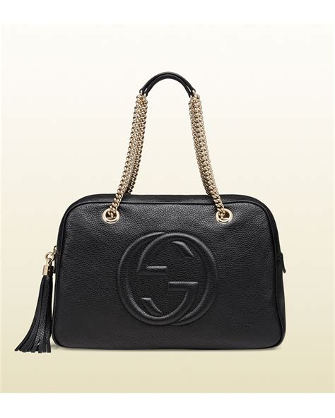 Gucci Soho Leather Shoulder Bag In Black Lyst