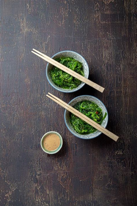 Chuka Wakame Seaweed Japanese Salad With Nuts Sauce Stock Image