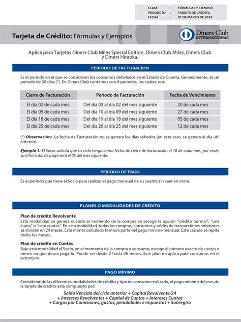 Diners Pdf Interés Tarjeta De Crédito