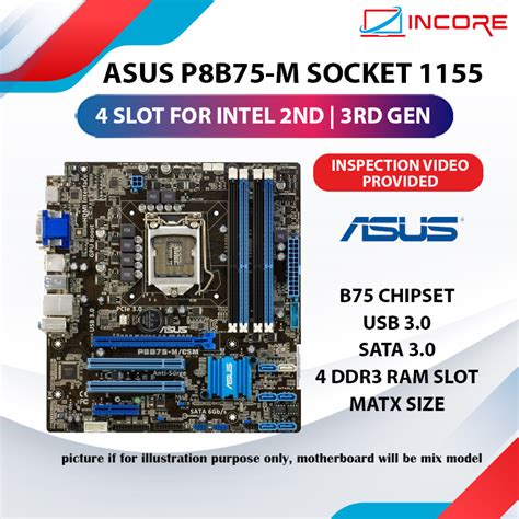 Asus P B M Ram Slot Socket B Ram Slot Matx Motherboard