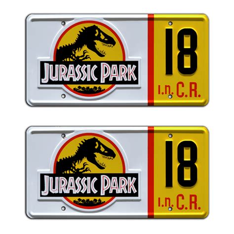 Jurassic Park 1993 Jeep Wrangler Sahara 18 Metal Stamped Replica Prop License Plate Combo