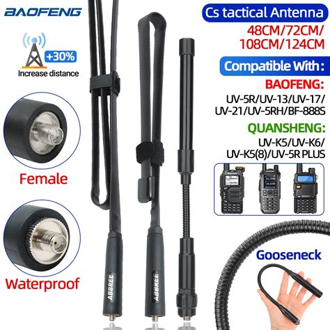 ABBREE CS Tactical Antenna SMA Female Dual Band VHF UHF 144 430Mhz