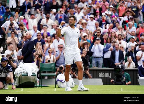 Novak Djokovic Celebrates After Beating Pedro Cachin Not Pictured On