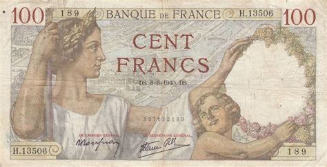 Frankreich Francs Geldschein Banknote Cent Francs Iv Ma Shops